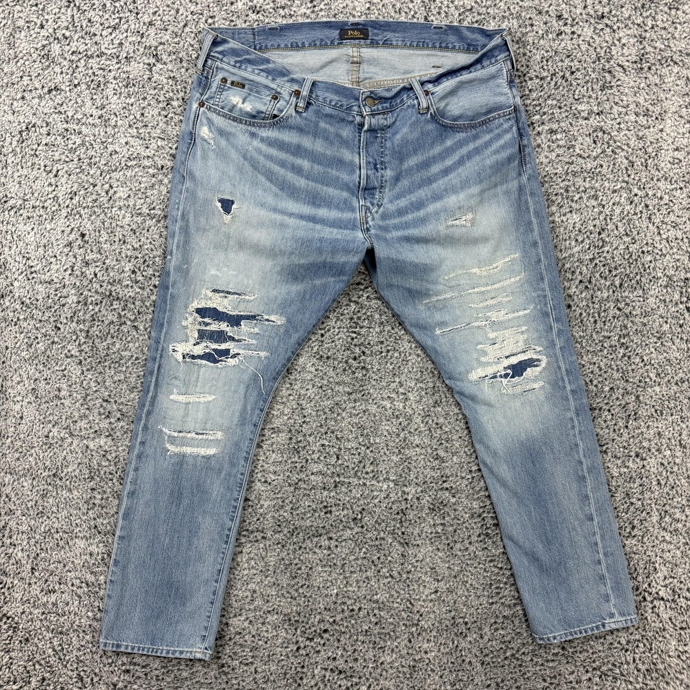 Polo Ralph Lauren Jeans Mens 38x30 Blue Sullivan Slim Distressed Denim Pants